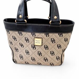 Dooney & Bourke Black and Tan Logo Tote